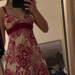 Red and white silky dress